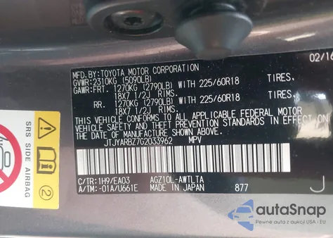 2016 Lexus Nx 200T z USA, uszkodzony, nr VIN JTJYARBZ7G2033962